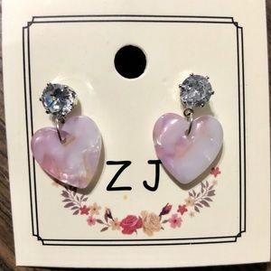 Heart Dangle Stud Earrings
